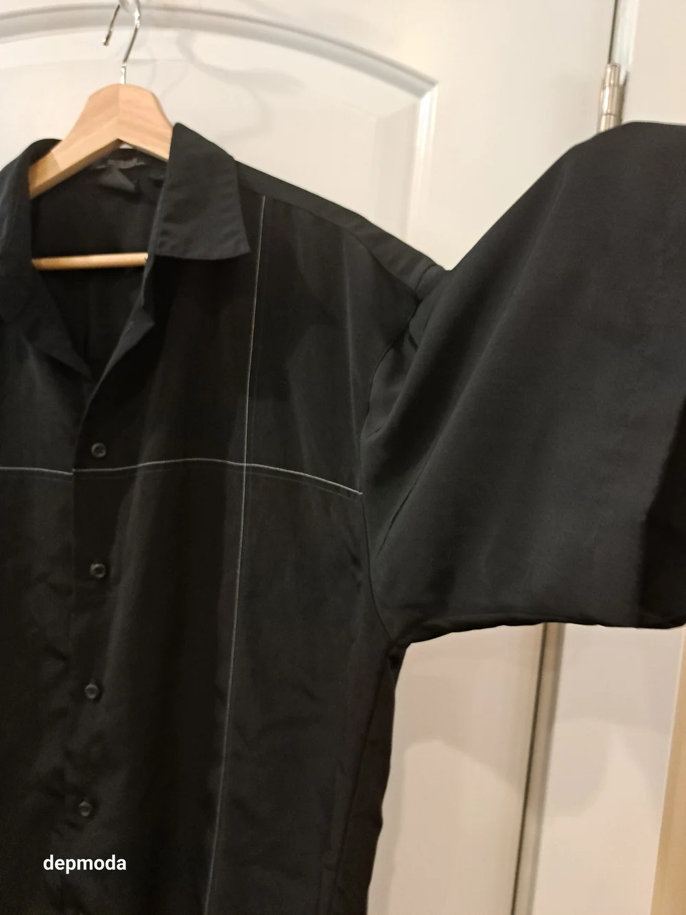 Amplify Black Short-Sleeve Casual Button-Down Shirt with Contrast Stitch Size L